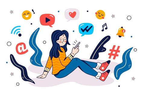 free vector person addicted to social media illustration concept