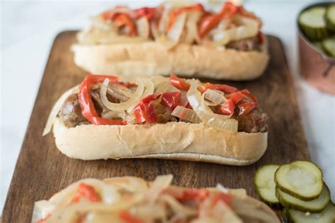 Slow Cooker Beer Bratwurst With Onions And Peppers