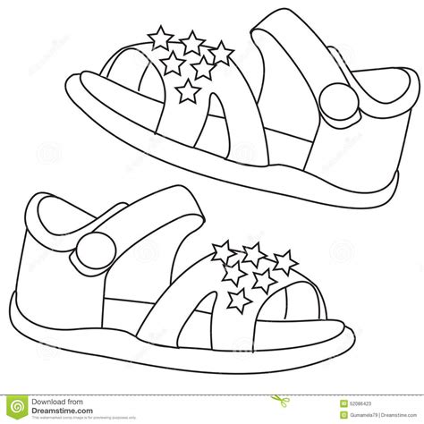 Sandals Coloring Page Stock Illustration Illustration Of Beautiful
