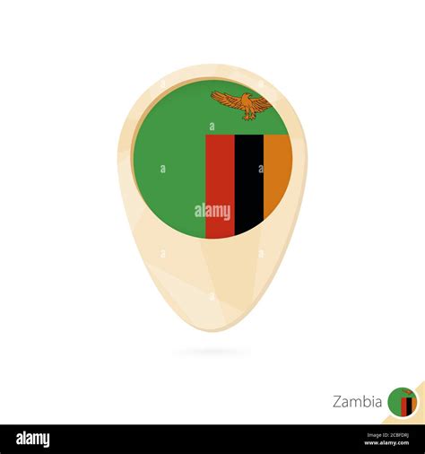 Map Pointer With Flag Of Zambia Orange Abstract Map Icon Vector