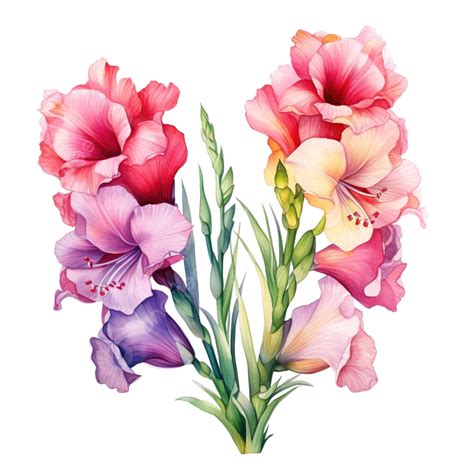 Gladíolo Flores Aquarela Clipart Gerado Por Ai Png Gladíolo Flor