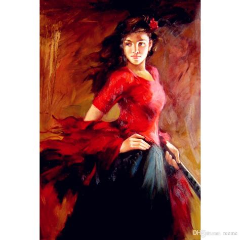 2019 Handmade Oil Painting Flamenco Spanish Dancer Modern
