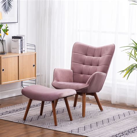 Leiria Contemporary Silky Velvet Tufted Accent Chair With Ottoman