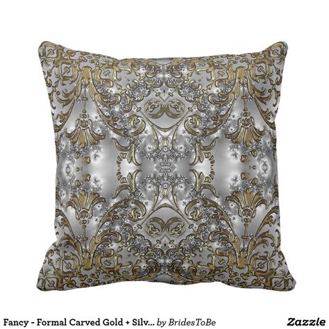 Fancy Formal Carved Gold Silver Throw Pillow Zazzle Silver