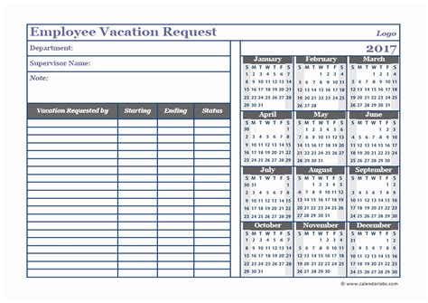 Free Printable Employee Vacation Schedule Calendar Template 2023