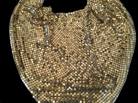 Classic Gold Chain Mail Bib Necklace By Designer Whiting And Davis For