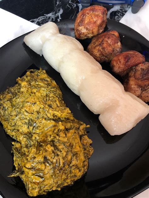 Fumbwa And Kwanga😏 Love This Congolese Dish Fumbwa Is Cassava Leaves Mingled In This Nice Spi
