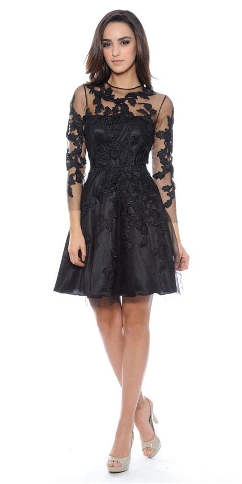 Elegant Illusion Lace Semi Formal Dress Prom Dresses Long With