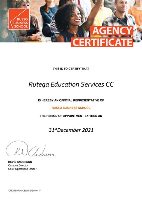 Certifications Rutega Education Services