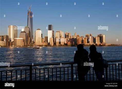 United States New Jersey Jersey City View Of Manhattan Towers From
