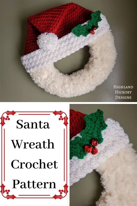 Santa Wreath Highland Hickory Designs Free Crochet Pattern