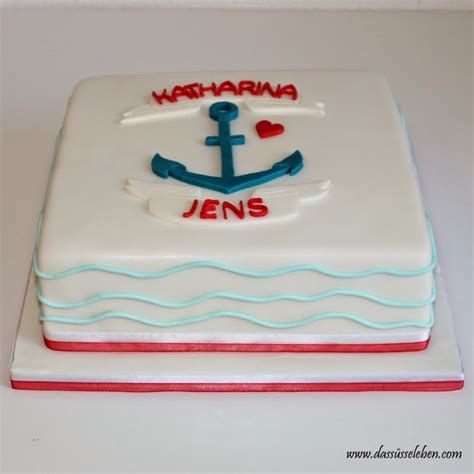 Ideen für tolle küchen decken. Maritime Hochzeitstorte mit Anker | Anker kuchen ...