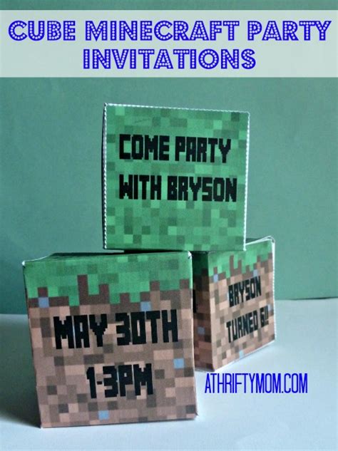cube minecraft party invitations minecraft party