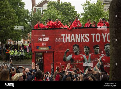 London Uk 31st May 2015 Arsenal Players Celebrate Their 2015 Fa
