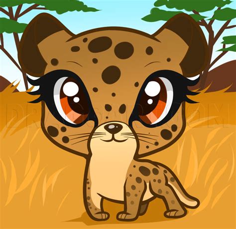 Cheetah Drawing Easy How To Draw A Baby Cheetah Baby Cheetah Step By