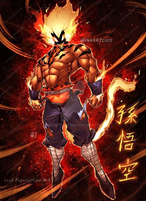 An Anime Character With Fire And Flames On His Chest Standing In Front