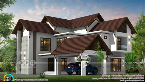 4447 Sq Ft Sloping Roof House Plan Kerala Home Design And Floor Plans