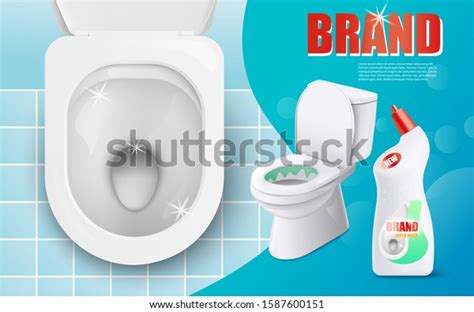 Toilet Bowl Liquid Cleaner Advertisement Banner Stock Vector Royalty