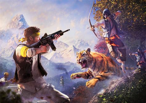 Man Holding Arrow With Tiger With Man Holding Assault Rifle Hd
