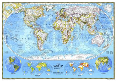 World Map By National Geographic 43x30 Laminated By Capecodestates On