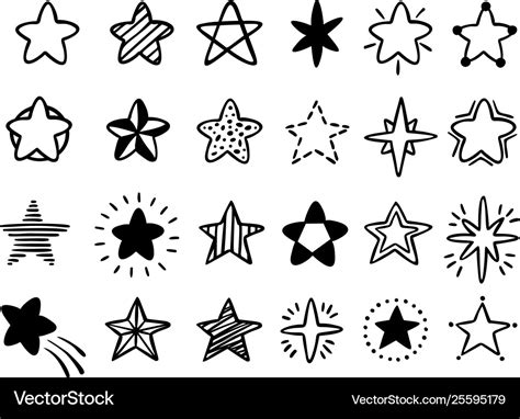 Hand Drawn Stars Doodle Drawing Star Starry Vector Image