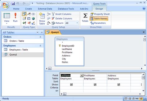 Ms Access 2007 Open A Query In Design View