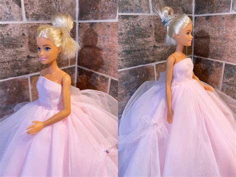 Doll Dress Pink Gown To Fit Barbie Style Doll Dress Luxury Etsy Uk