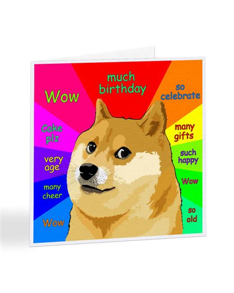 Doge Meme Birthday Card Funny Internet Viral Meme Doge Shiba Inu Dog