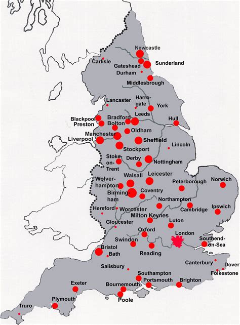 It shares land borders with scotland to the north and wales to the west. England Cities Map
