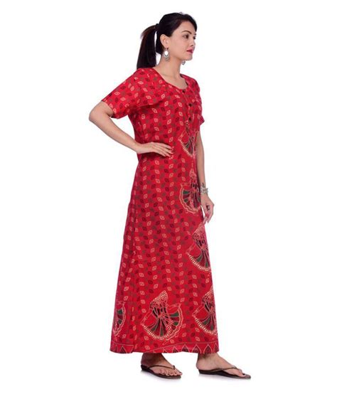 Buy Rajeraj Cotton Nighty And Night Gowns Red Online At Best Prices In India Snapdeal