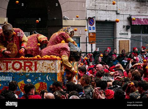 The Historical Carnival Of Ivrea 2023 Stock Photo Alamy