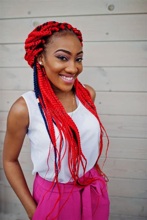 fashionable african american girl with red dreads stock image image of haircut female 232627583