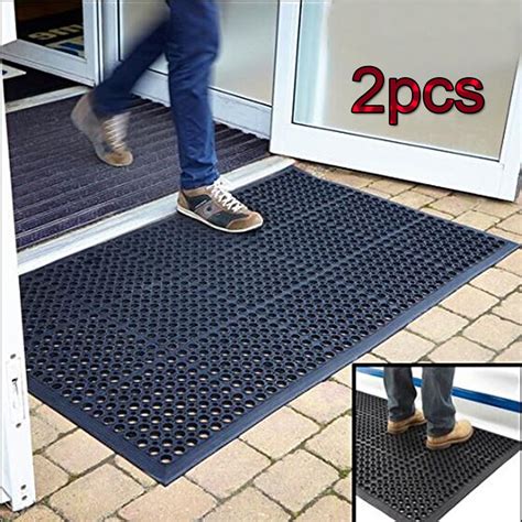 Zimtown 2pcs Rubber Entrance Doormat Floor Mat 60 X 35 Entrance Rug