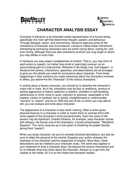 How To Write A Character Analysis Essay Outline Examples Gambaran