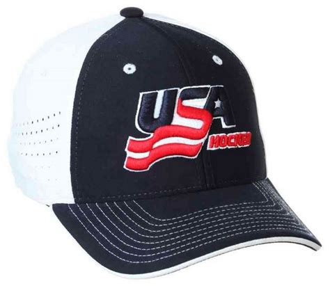 Usa Hockey Baseball Cap Hat Embroidered Logo Adjust Ventilated Back