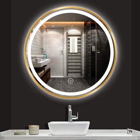 Honsitml 24 Inch Led Round Mirror Bathroom Vanity Mirror Large Lighted Vanity Wall Mounted