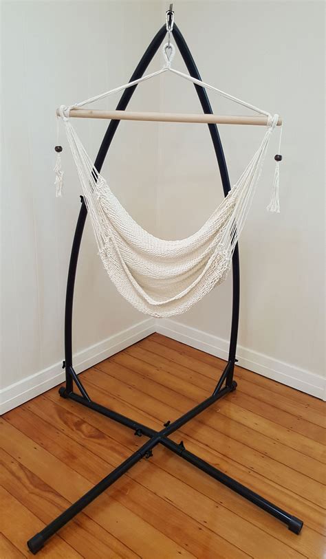 White Cotton Rope Hammock Chair With Tassels With Stand Heavenly Hammocks