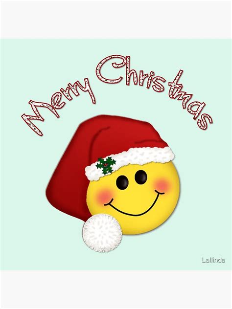 Santa Smiley Merry Christmas Poster By Lallinda Redbubble