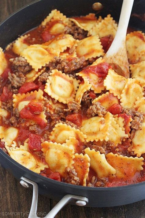 Cheesy Ravioli And Italian Sausage Skillet The Comfort Of Cooking