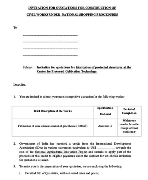 This template is intended to make it easy for you to complete your quotation letter. FREE 14+ Quotation Samples for Construction in MS Word | PDF