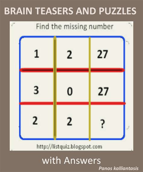Brain Teasers And Puzzles A Missing Number Brain Challenge