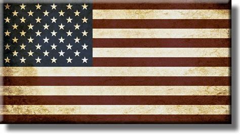 Vintage American Flag Picture On Stretched Canvas Wall Art Décor