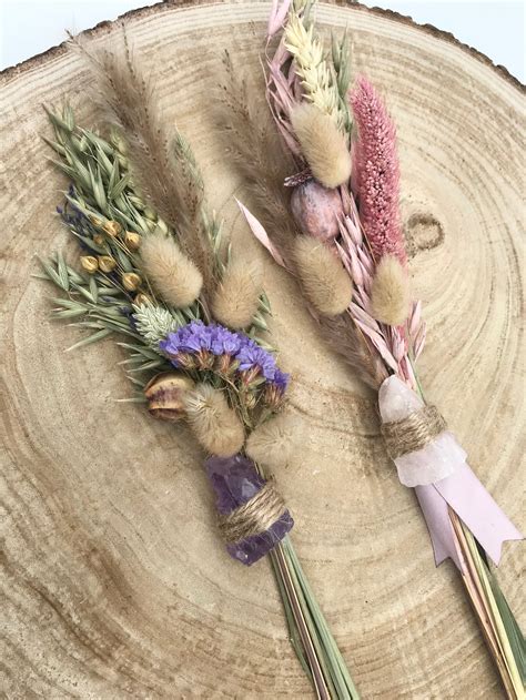 Dried Mini Flower Bouquet Crystal Flowers Preserved Pampas Etsy