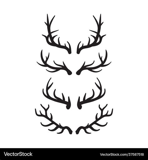 Deer Antlers Silhouettes Set Royalty Free Vector Image