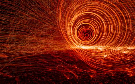 Spiral Vortex Lights Abstract Long Exposure Sparks Heat Streaks