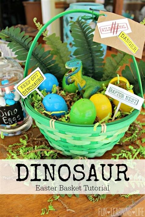 dinosaur easter basket tutorial featuring the schleich velociraptor fun learning life