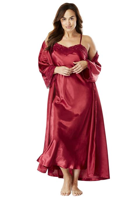 The Luxe Satin Long Peignoir Set Night Gown Sparkle Dress Peignoir Sets