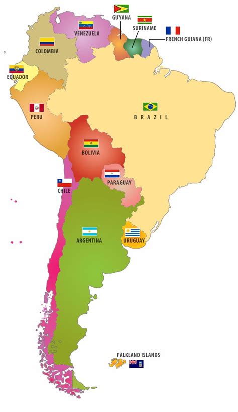 Flags Of South American Countries South America Map America Map