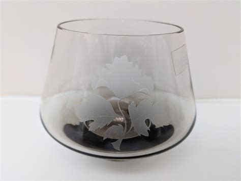 Vintage Caithness Glass Vase Poppy Smoked Glass Vase Etsy