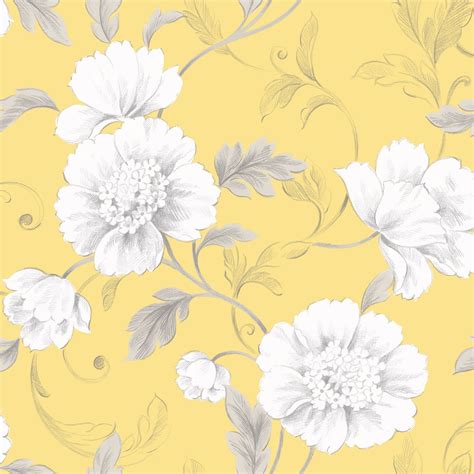 Rasch Boutique Yellow Wallpaper Yellow Wallpaper Floral Wallpaper